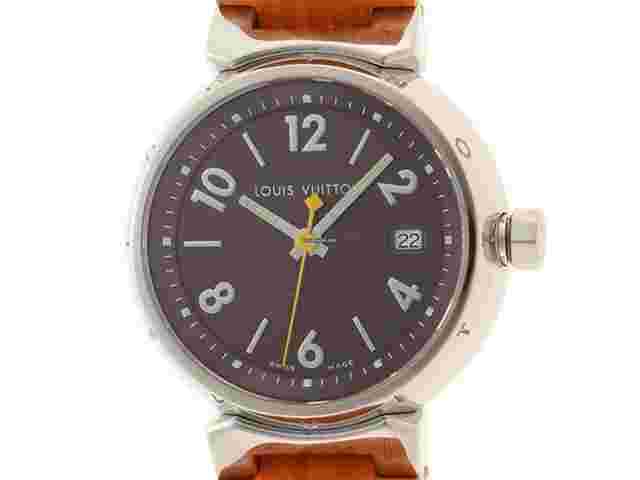 LOUIS VUITTON Q1211 Tambour Quartz Date Ladies Watch From Japan G0106