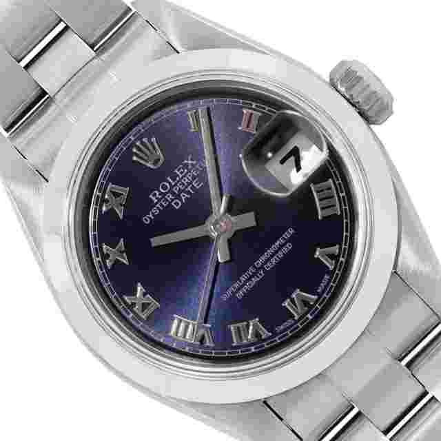 Rolex Oyster Perpetual Lady Date
                           
                                 Ladies Stainless Steel Blue Roman Smooth Bezel Watch With Oyster Band 26MM