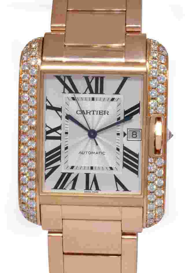 Cartier Tank Anglaise
                           
                                 Large 18k Rose Gold Diamond Bezel Watch B/P WT100004 3504