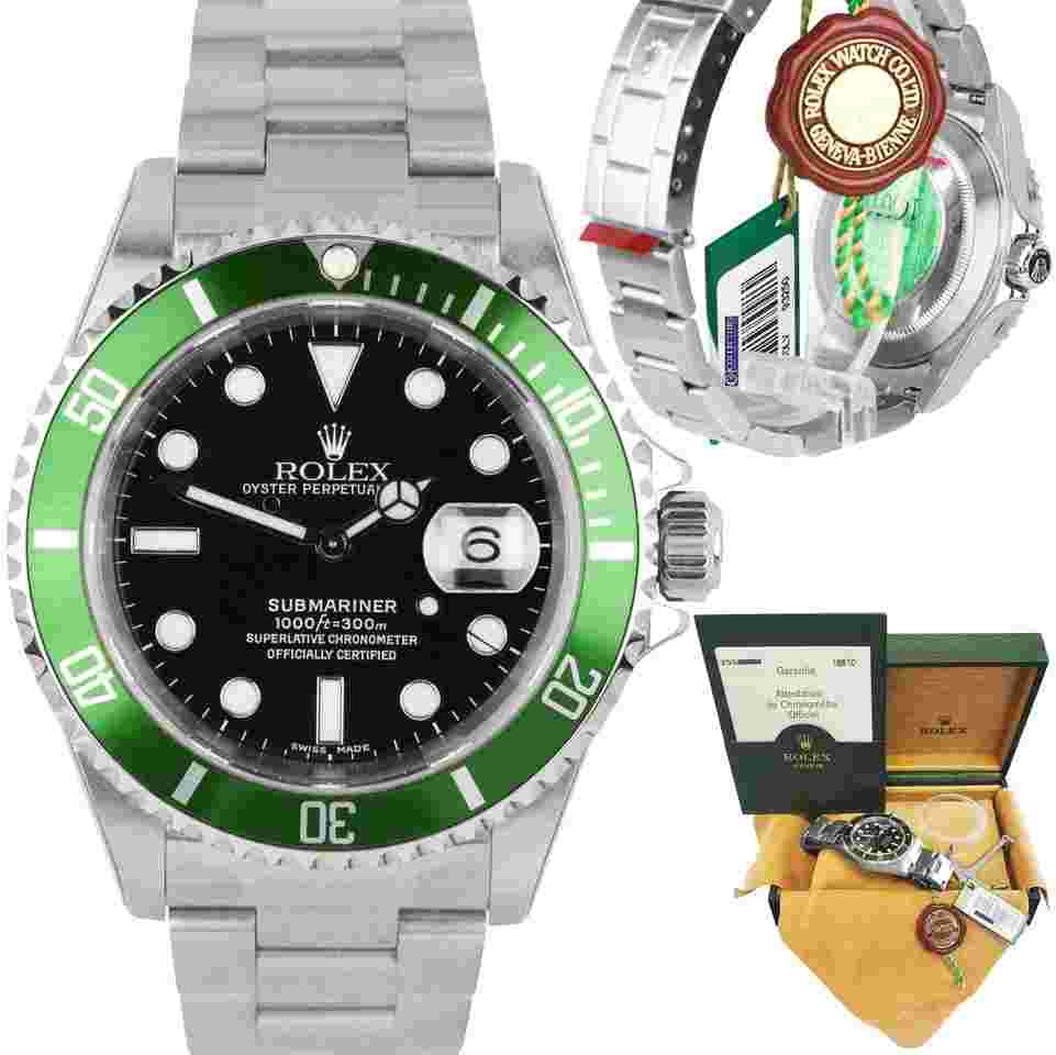 Rolex Submariner Date
NOS STICKERED 2003 Rolex Submariner KERMIT Green FLAT 4 F-Serial Watch 16610 LV