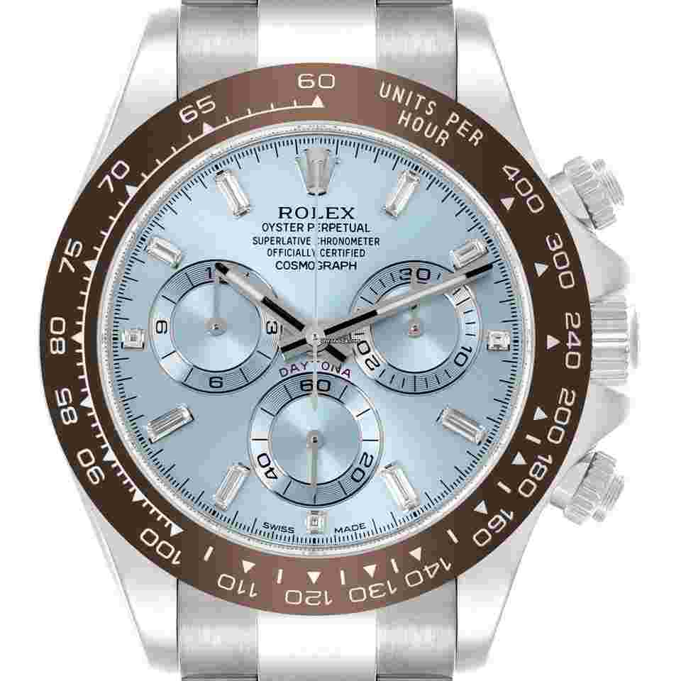 Rolex Daytona
Ice Blue Diamond Dial Platinum Chronograph Watch 116506 Box Card
