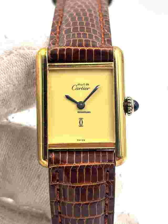 Cartier Tank
                           
                                 Must De Tank 23mm Vermeli Lemon Dial Brown Leather Strap