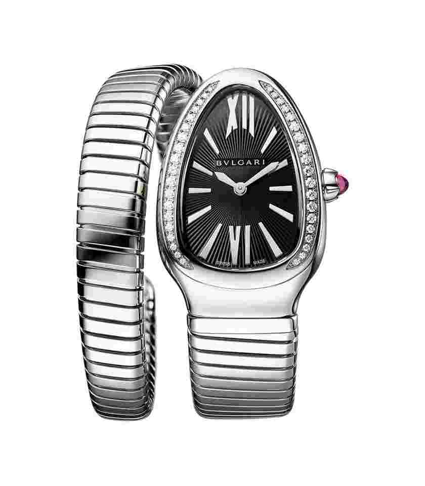 Bulgari Serpenti
35mm Tubogas Single Spiral Steel Diamonds Black Dial