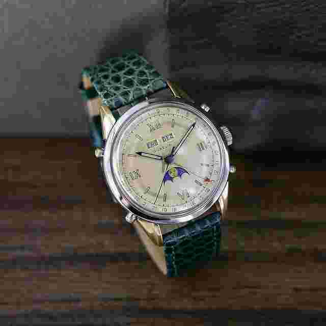 Gübelin
                           
                                 Vintage Triple Calendar and Moon Phases Steel and Plated Gold from Fifties