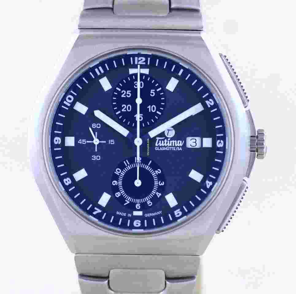 Tutima M2
                           
                                 Coastline Chronograph Titan blue Dial Date Sport Automatik B+P