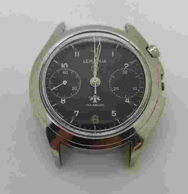 Lemania
                           
                                 Rare Vintage RAF monopusher chronograph 6BB from 1967 for Parts / Repair