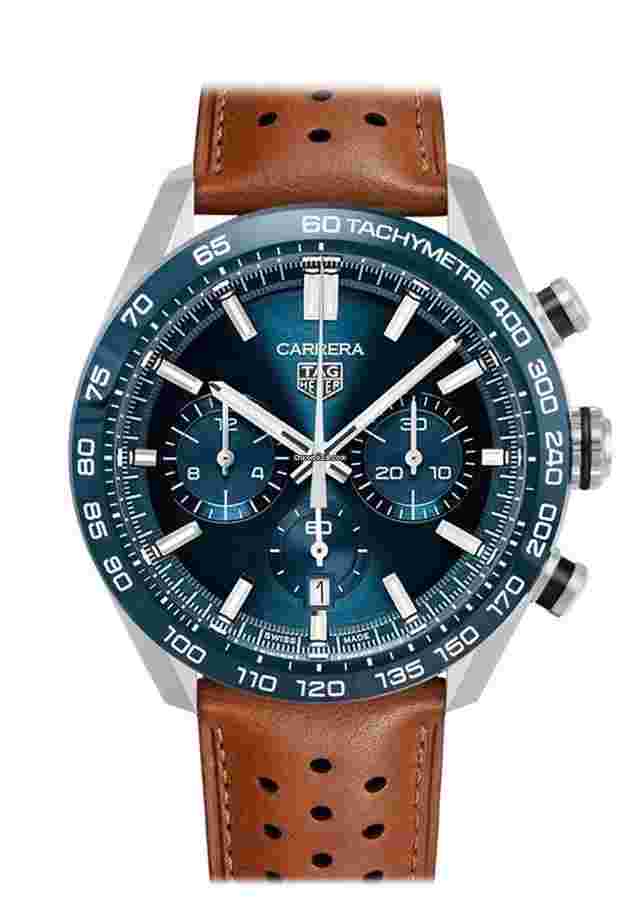 TAG Heuer Carrera
                           
                                 Chronograph 44mm Steel Case Blue Dial Leather Bracelet CBN2A1A.FC6537 NEW - Warranty: 2025