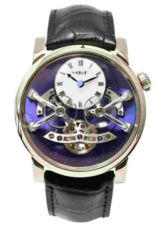 MBandF Legacy Machine 2 in White Gold on Black Leather Strap with Purple Dial Limited to 12