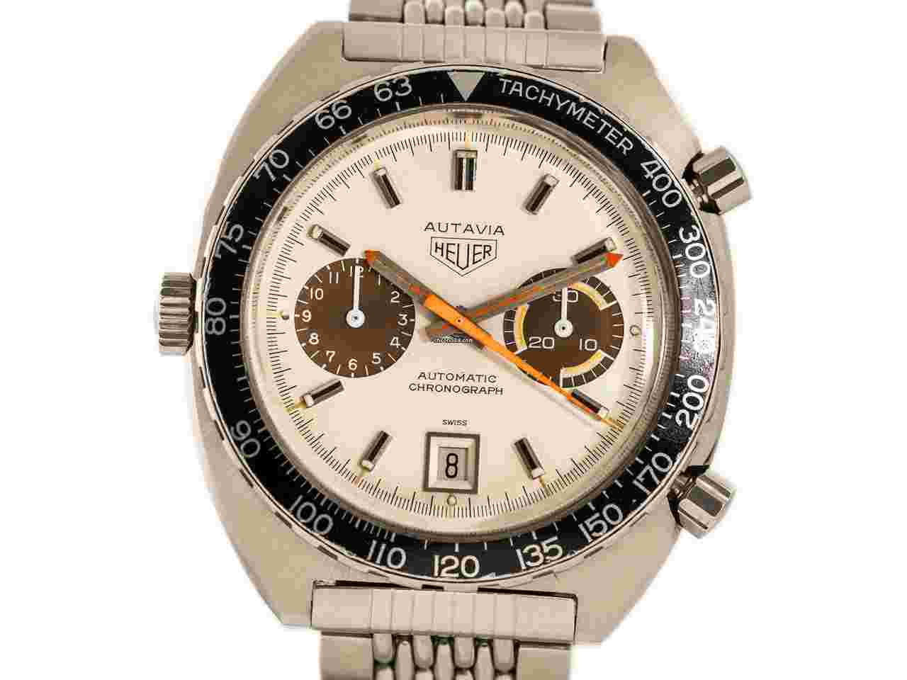 Heuer
                           
                                 Vintage AUTAVIA Chronograph Ref 1163 White Dial Tropic Sub Dials Stainless Steel Gay Freres Bracelet Cal-12 Bj-1971
