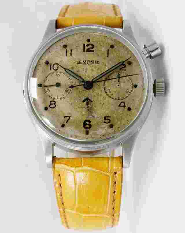 Lemania
                           
                                 Military Single Pusher Chronograph Steel Mens Vintage Collectors Watch Black Friday