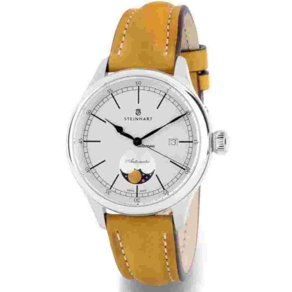Steinhart
Marine Moon Phase Silver Swiss 42mm Luxury Dress Watch 105-1220