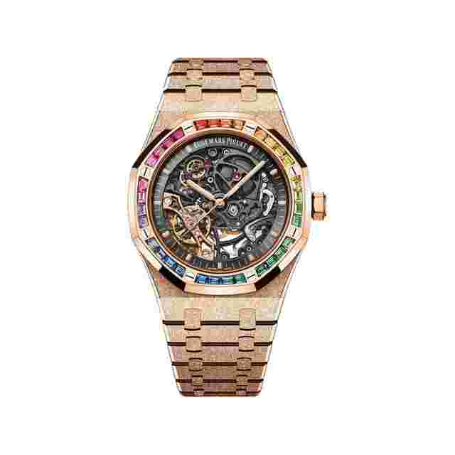 Audemars Piguet Royal Oak Double Balance Wheel Openworked
                           
                                 15412OR.YG.1224OR.01-B Double Balance Wheel Baguette Gemstones Frosted Rose Gold Openworked Dial