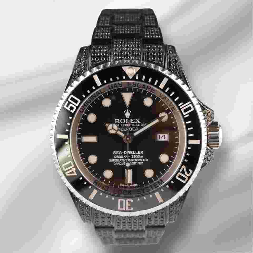 Rolex Sea-Dweller Deepsea
                           
                                 Date 44mm Black Iced out 8ct Oyster Steel Mens Watch 116660