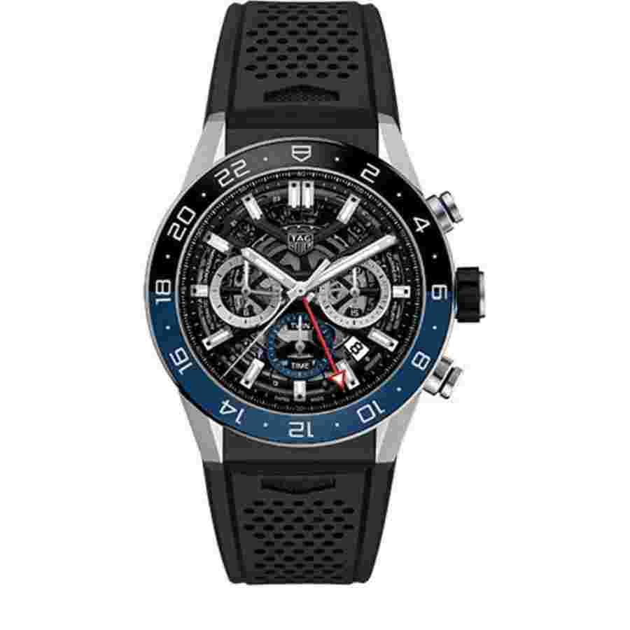 TAG Heuer Carrera
CBG2A1Z.FT6157 Carrera Automatic Chronograph GMT 45 mm Case Black Dial Rubber Strap Watch 2024