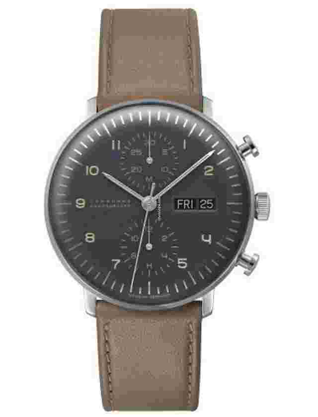Junghans max bill Chronoscope
                           
                                 40mm Grey Dial Leather Strap Watch 27/4501.03