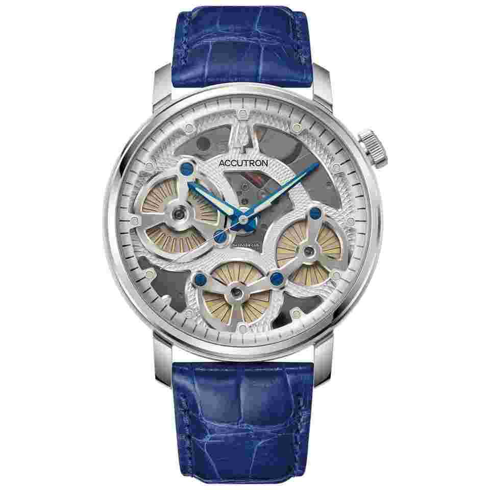 Accutron
                           
                                 Spaceview Evolution ElectroStatic Silver Dial Blue Strap Watch 26A209