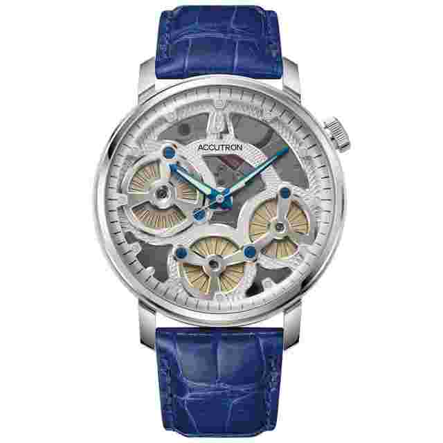 Accutron
                           
                                 Spaceview Evolution ElectroStatic Silver Dial Blue Strap Watch 26A209