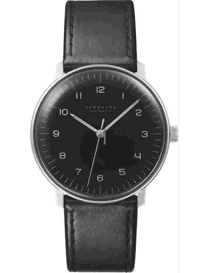 Junghans max bill Automatic
38mm Black Dial Black Leather Strap Watch 27/3400.02