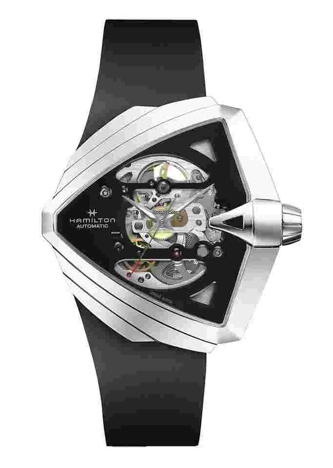 Hamilton Ventura
H24625330 Ventura XXL Skeleton Steel 46 mm Rubber Automatic Men's Watch