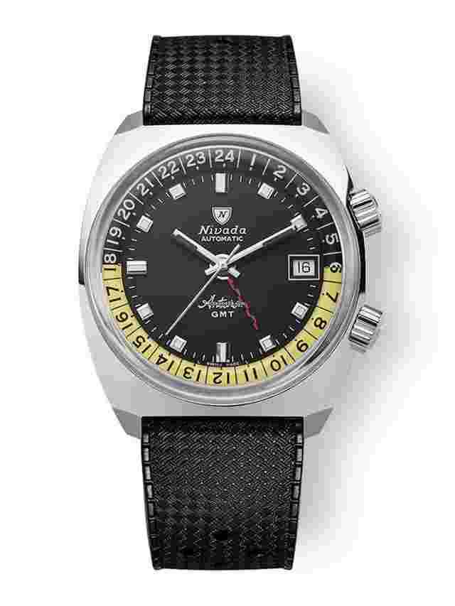 Nivada
                           
                                 IN STOCK - Antarctic GMT Black 32043A - Black Rubber Tropic Strap - Nivada Grenchen AD