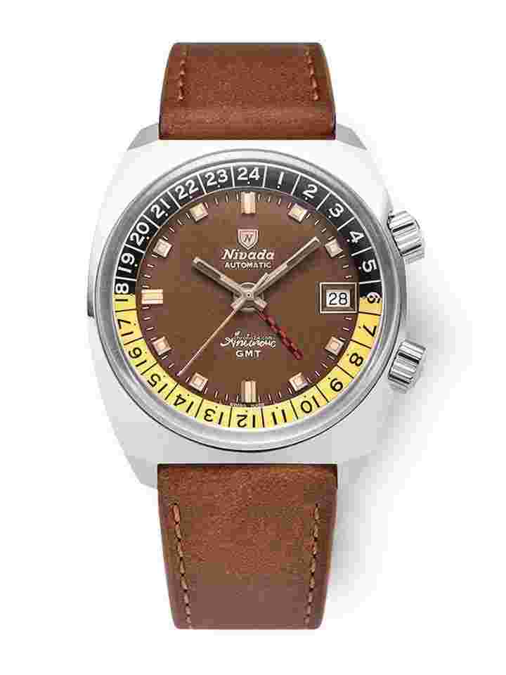 Nivada
                           
                                 IN STOCK - Antarctic GMT Tropical 32061A - Brown Leather Strap - Nivada Grenchen AD