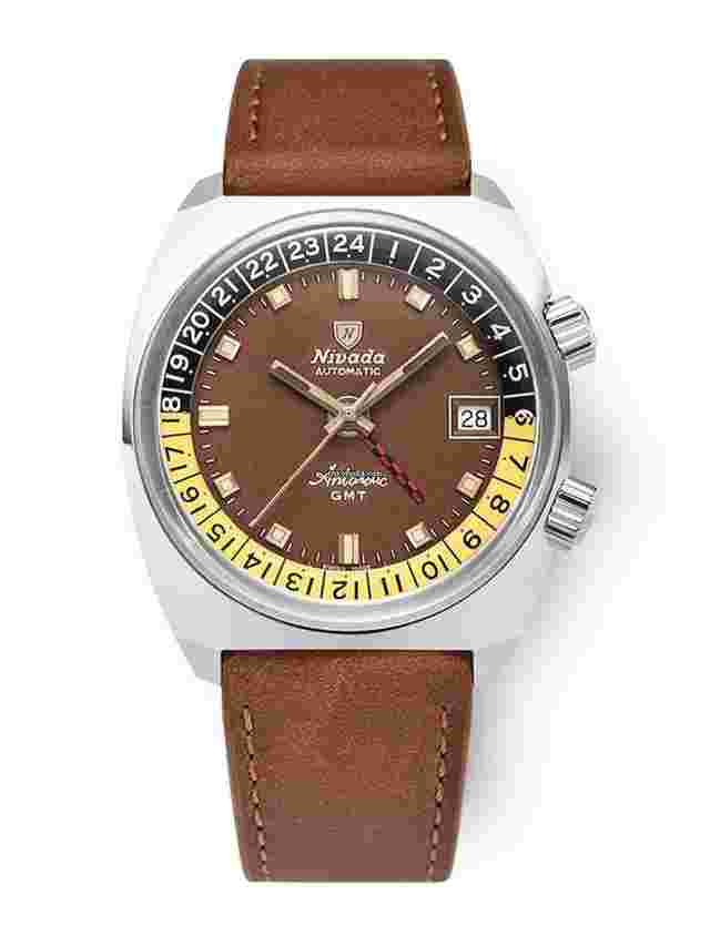 Nivada
                           
                                 IN STOCK - Antarctic GMT Tropical 32061A - Brown Leather Strap - Nivada Grenchen AD