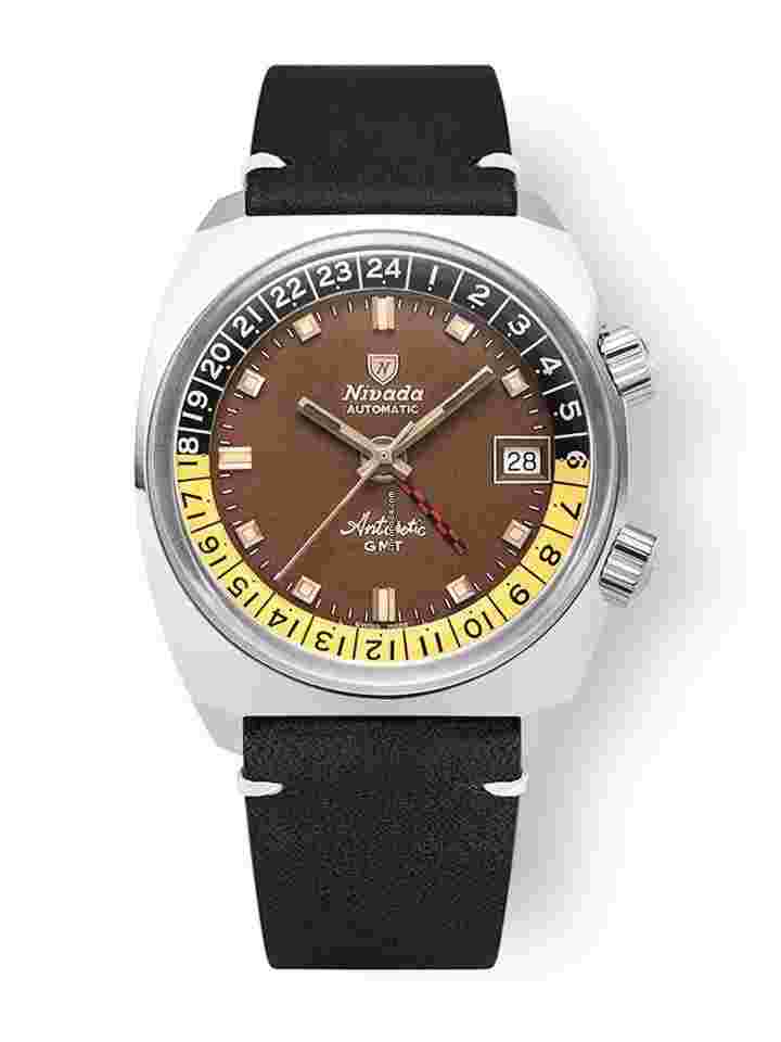 Nivada
                           
                                 IN STOCK - Antarctic GMT Tropical 32061A - Black Leather wh. Stitching - Official Dealer