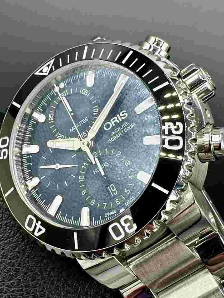 Oris Aquis Chronograph
                           
                                 7743 Blue Dial Swiss Automatic 45.5mm Stainless Steel