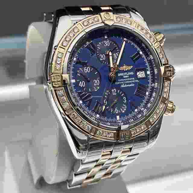 Breitling Chronomat Evolution
                           
                                 44mm Blue Dial Diamond Bezel Rose Gold Stainless Steel ref: C13356
