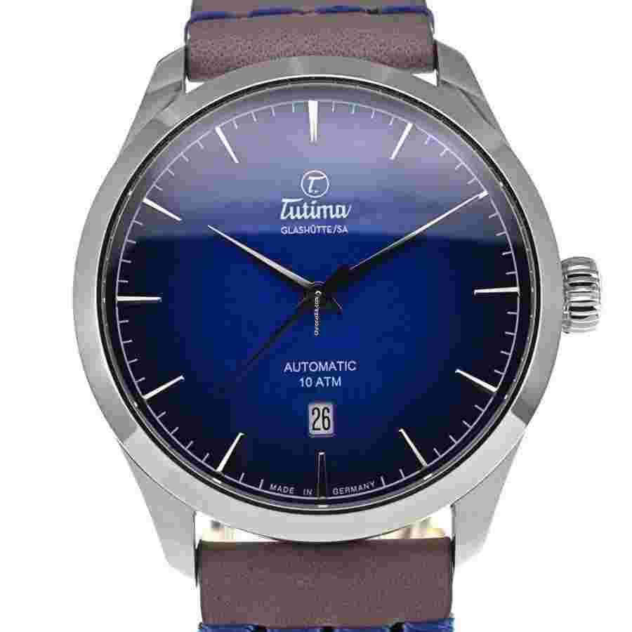 TUTIMA 6105-53 Aero club AT Analog Wristwatch SS Silver Blue Dial Men's w/box