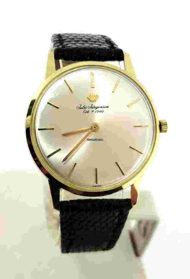 Jules Jürgensen
                           
                                 Vintage 18k JULES JURGENSEN Winding Watch 1069 with BOX & PAPERS c.1960s EXLNT