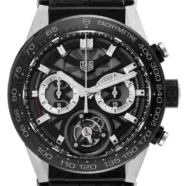 TAG Heuer Carrera Heuer-02T
                           
                                 Tourbillon Chronograph Titanium Mens Watch CAR5A8Y Box Card