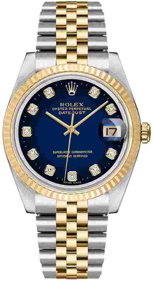 Rolex Datejust 36
                           
                                 Blue Dial Gold & Steel Diamond Watch 16233