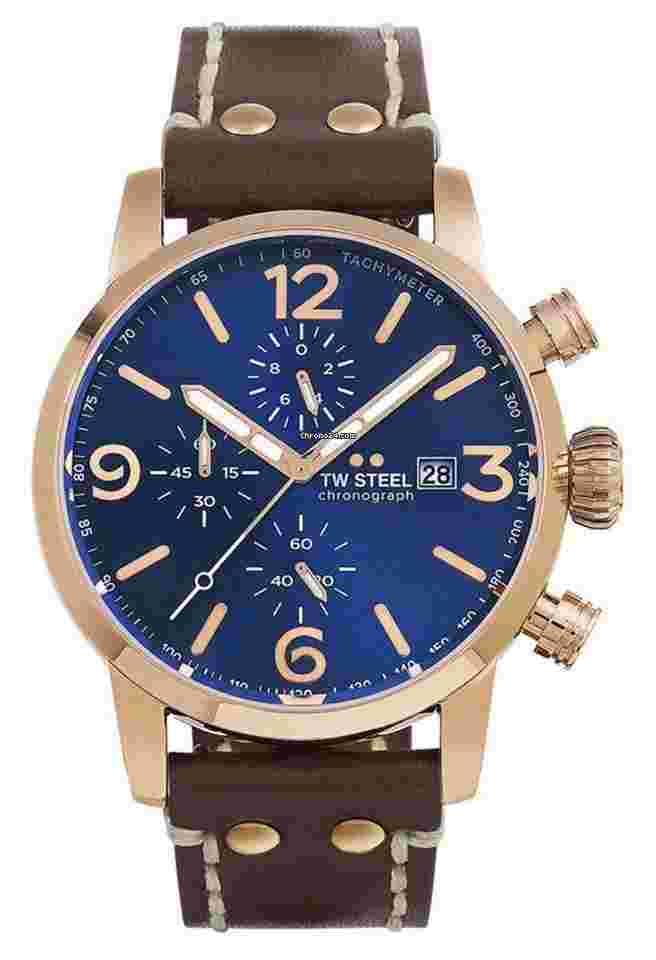 TW Steel
Maverick Chrono Rose Gold PVD Brown Leather Quartz Mens Watch MS84