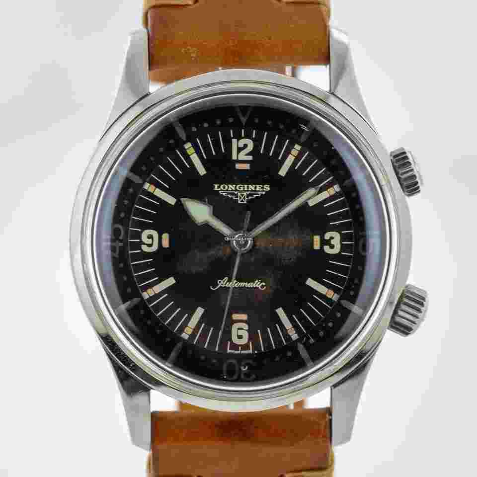 Longines
Super Compressor Ref 7150-1 Men’s Stainless Steel Black Tropical Dial Leather 1961