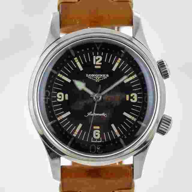 Longines
                           
                                 Super Compressor Ref 7150-1 Men’s Stainless Steel Black Tropical Dial Leather 1961