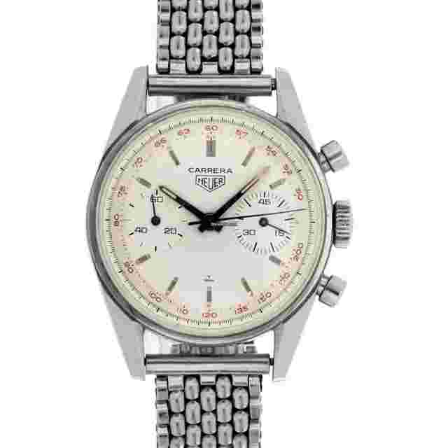 Heuer
                           
                                 Vintage 60s Heuer Carrera 45 Ref. 3647T " Red Tacky " Near Mint condition Rare Valjoux 92