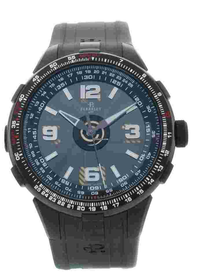 Perrelet Men's Turbine Pilot 48mm Black Rubber Band Automatic Watch A1086-1