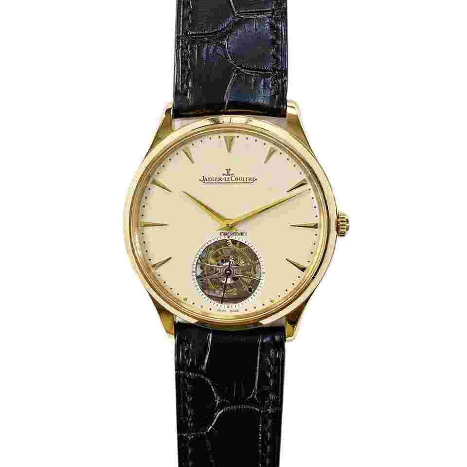 Jaeger-LeCoultre Master Ultra Thin Tourbillion
                           
                                 Q1322410 Rose Gold with Black Leather Watch Beige Dial
