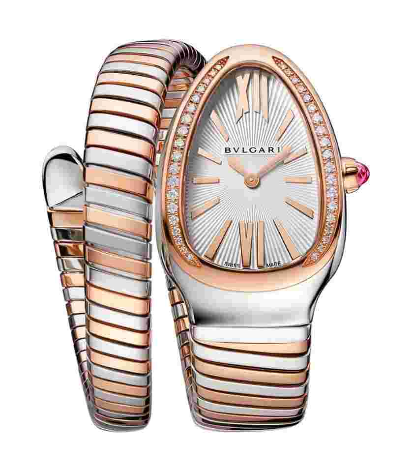 Bulgari Serpenti
35mm Tubogas Single Spiral Steel and 18k RG Silver Dial