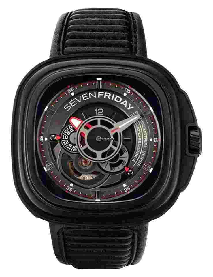 Sevenfriday P3-1
                           
                                 P-Series Racer Automatic Black PVD Black Leather Mens Watch P3B/01