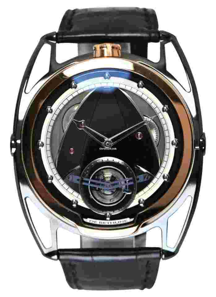 De Bethune DB28
                           
                                 Tourbillon in Rose Gold and Zirconium on Black Leather Strap with Black in Mirror-Polished Steel Dial