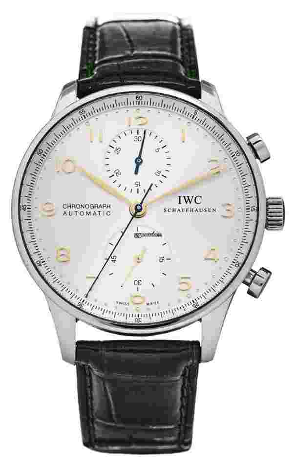 IWC Portuguese Chronograph
                           
                                 Portugieser Chronograph Automatic Caliber IWC 69355 Silver Golden Hands