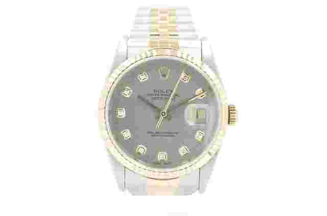 Rolex Datejust 36
                           
                                 36mm 16233 factory Grey big special diamond dial 1998 with box and papers