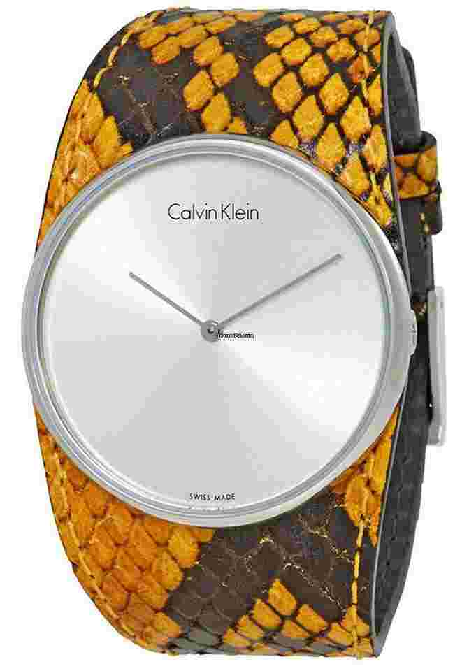 ck Calvin Klein
                           
                                 Spellbound Yellow and Black Leather Quartz Womens Watch K2E23626
