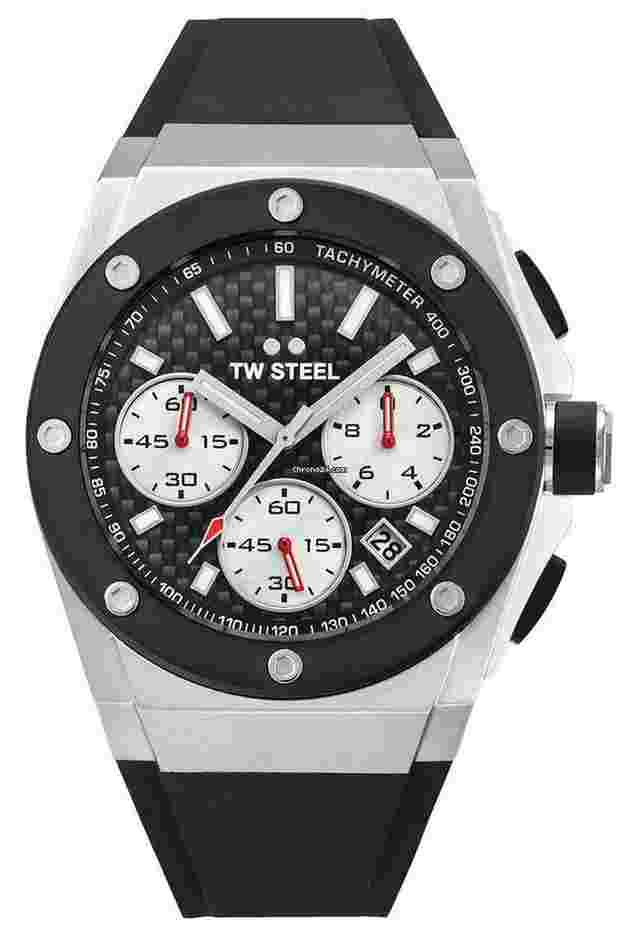 TW Steel
                           
                                 CEO Tech Chrono Steel Black Dial Silicon Date Quartz Mens Watch CE4019