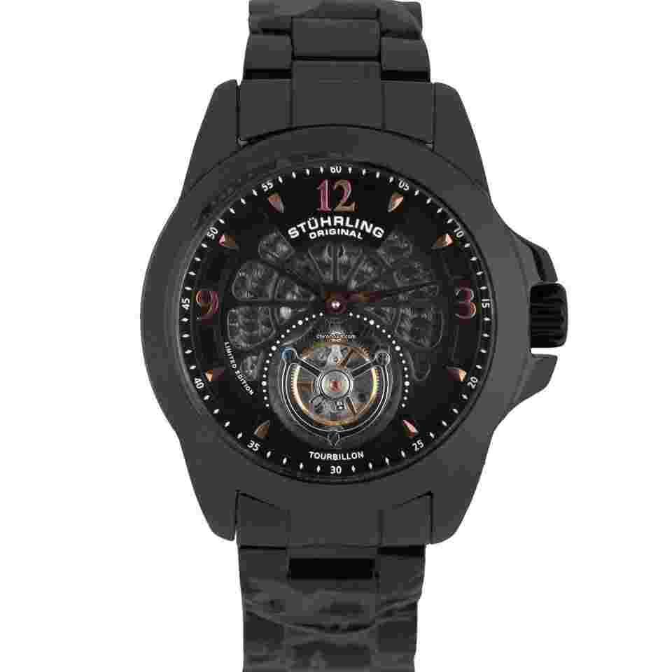 Stuhrling
                           
                                 The Pinnacle 47mm Tourbillon PAPERS Black Ceramic LTD Watch BOX
