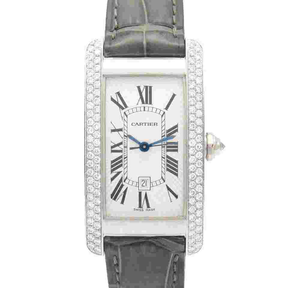Cartier Tank Américaine
                           
                                 American Diamond Wrist Watch WB702651 Automatic Croco K18 leather Women