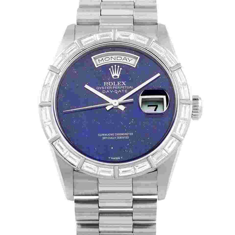 Rolex Day-Date 36
                           
                                 Lapis Lazuli Dial Diamond Bezel Platinum Watch 18366