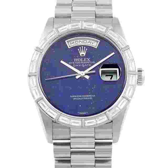 Rolex Day-Date 36
                           
                                 Lapis Lazuli Dial Diamond Bezel Platinum Watch 18366